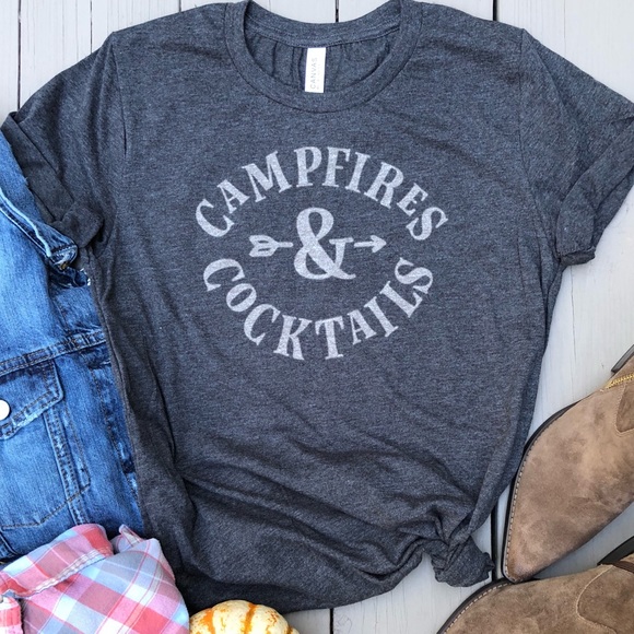 Tops - Campfires and Cocktails tee graphic t-shirt top